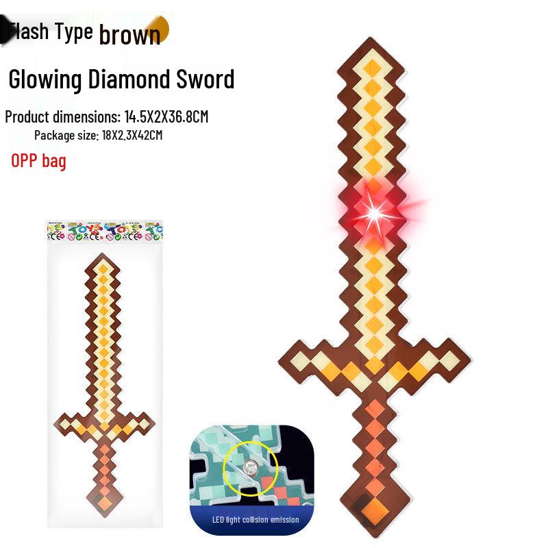 Светящаяся алмазная кирка и меч - Вдохновлено пиксельными играми