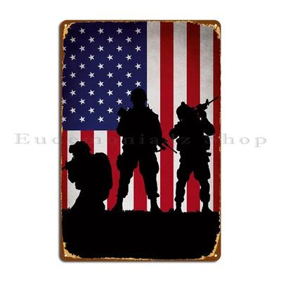 American Soldiers Metal Sign Garage Mural Cinema Designer Wall Decor Tin Sign Poster