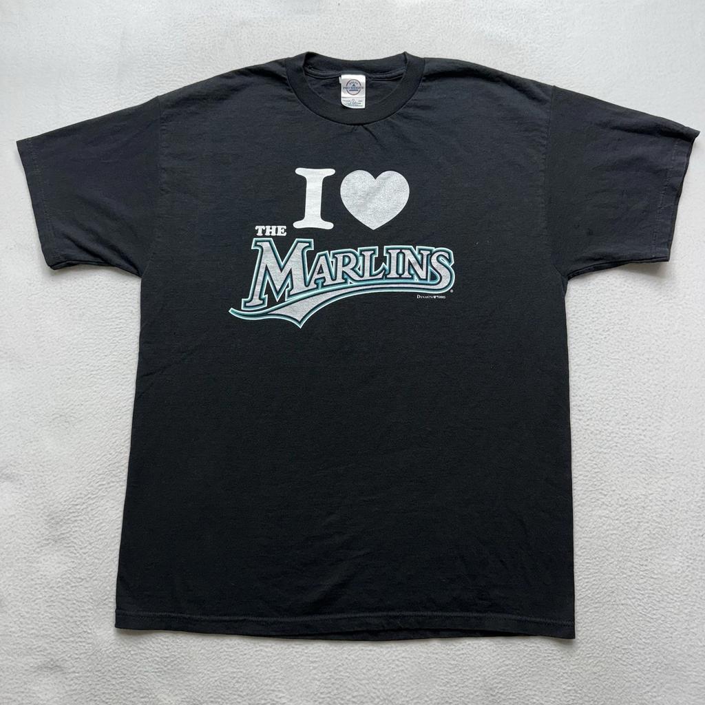 Vintage I Love The Florida Marlins 2003 Tee Black Size L Mens T Shirt Heart