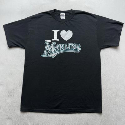 Maglietta Vintage I Love The Florida Marlins 2003 Nera Taglia L Uomo Maglietta Cuore