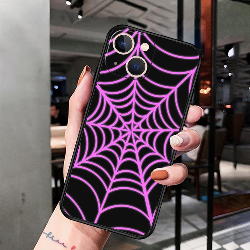 Apple Iphone15 Mobile Phone Case Luxury Color Spider Web Spider Web Mobile Phone Case Hair Painting Anti-Drop Huawei Three