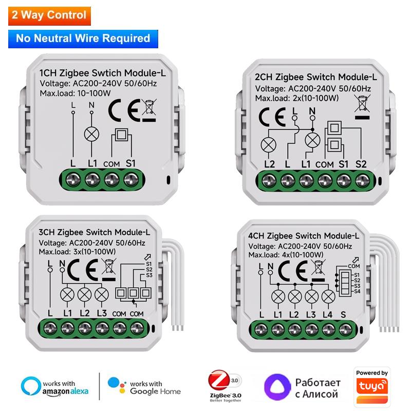 Tuya Zigbee/WiFi Smart Switch Module, Remote Control Wall Switch for Smart Home Automation