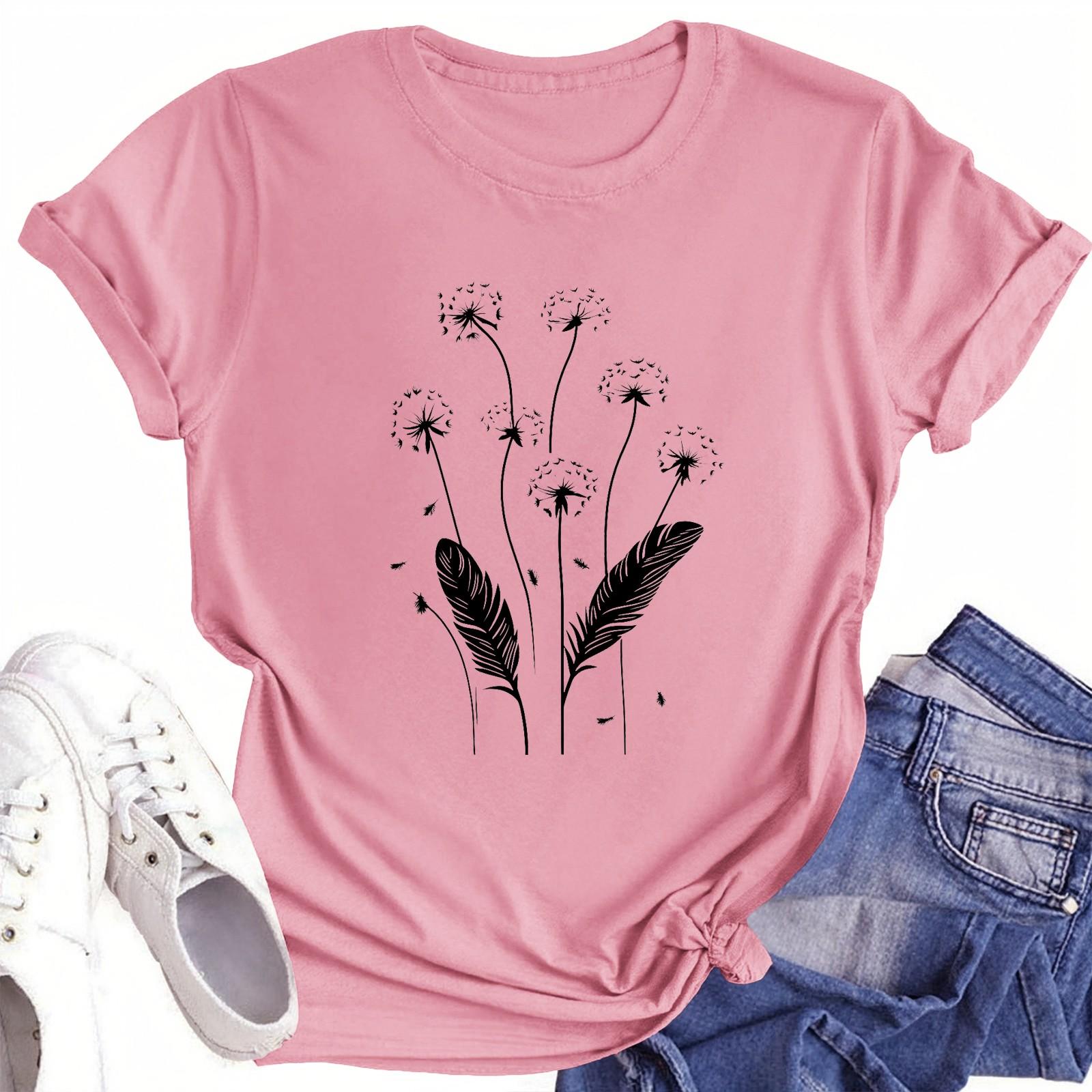 

Футболки с короткими рукавами для женщин, модные топы, легкие и мягкие повседневные летние наряды, одежда L розовый