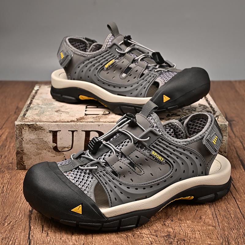 Anti-collision Toe Driving Shoes Handmade Men Summer Mesh Footwear Non-Slip Walking Sandals Leisure Walk Outdoor Beach Flats