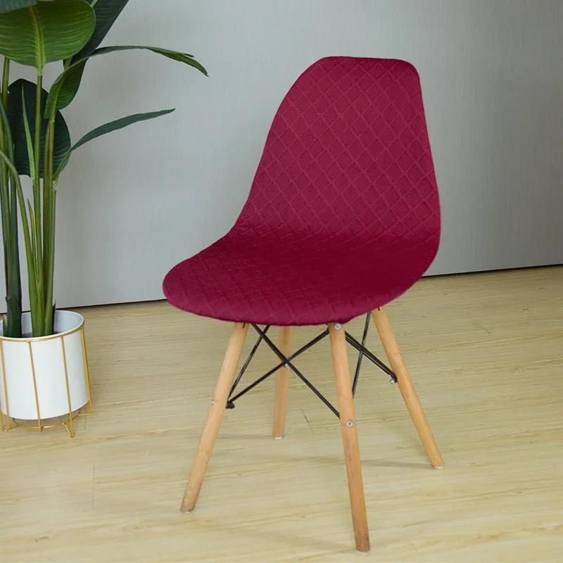 Luxury Elastic Shell Chair Cover Stretch Dining Room Scandinavian Chair Cover Adjustable Seat Cover Jacquard Slipcover Removable