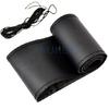 Black Car Steering Wheel Cover Genuine Leather Sport DIY With Needles Thread