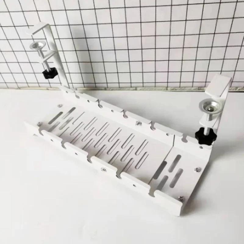 No Drilling Extendable Under Desk Cable Management Metal Cable Tray Under Desk with Clamp Retractable Power Strip Cord Holder