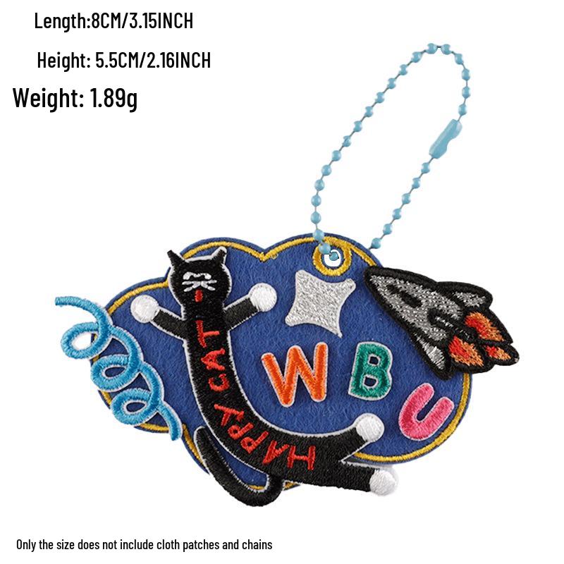 Korean INS Style Luggage Tag Keychains - DIY Anti-Lost Bag Accessory with Embroidery Blank Cloth Patch