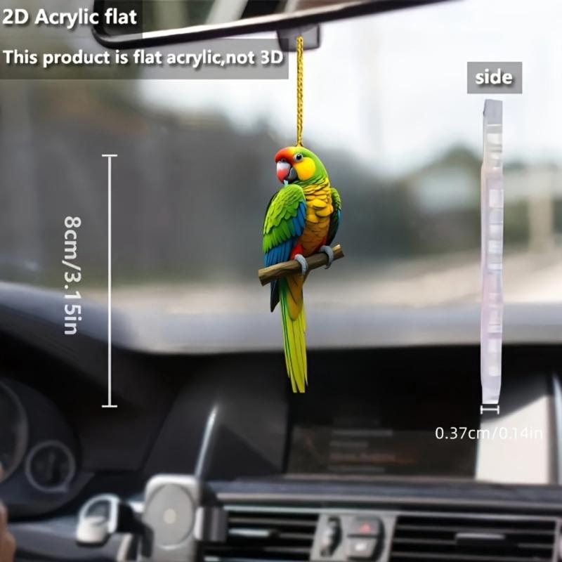 Colorful Macaw Shape 2D Acrylic Car Accessory Hanging Decors Macaw Vehicle Hanger for Vehicles Stylish & Eye Catching