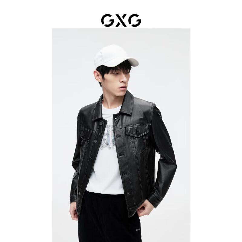 

GXG Men s Classic Lapel Short Leather Jacket 3XL