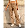 Damen lockere lässige High-Waist gerade Hosen mit sechs Taschen Cargo-Hosen