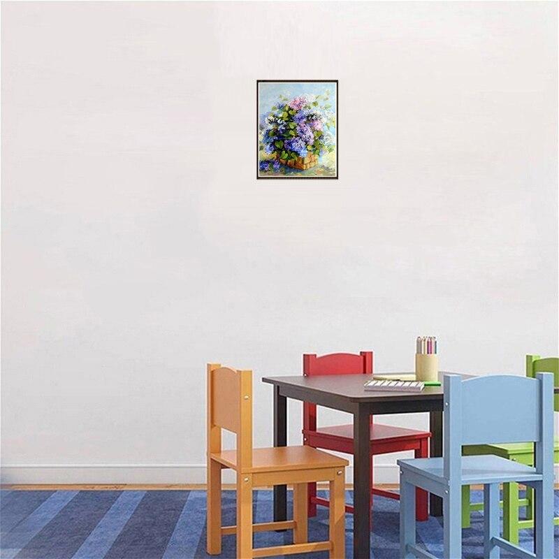 DIY květina 5D diamantová malba křížový steh Plné kulaté kamínky Lila Levandule Diamanty Hobby Home Decor