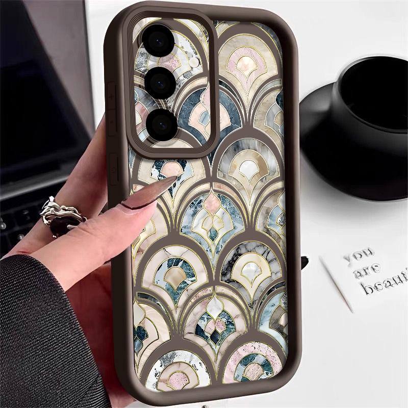 Purple Marble Pattern Case For Samsung S26 S25 Ultra S24 S23 Plus S22 S21 FE A54 A15 A25 A35 A55 A16 A26 A36 A56 A17 A27 A37 A57 5G Shockproof Cover