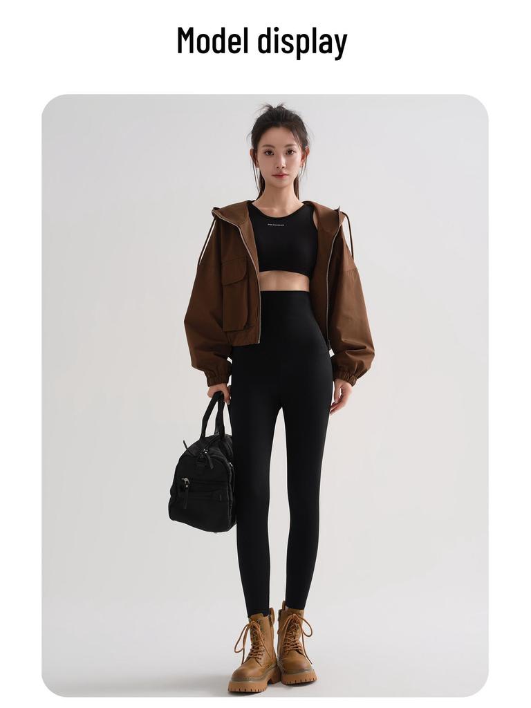 Women's High Waist Slimming Yoga Pants - Spring/Autumn Elastic Base Layer, 8-Point Length for Short Women