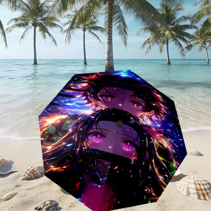 Demon Slayer Druckschirm Automatisches Öffnen/Schließen - Tragbares faltbares Design - Tägliche Nutzung für Reisen/Outdoor - Geschenk zum Geburtstag