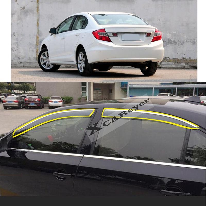 For Honda Civic 9th 2012 2013 2014 2015 Car Body Styling Sticker Plastic Window Glass Wind Visor Rain/Sun Guard Vent Parts