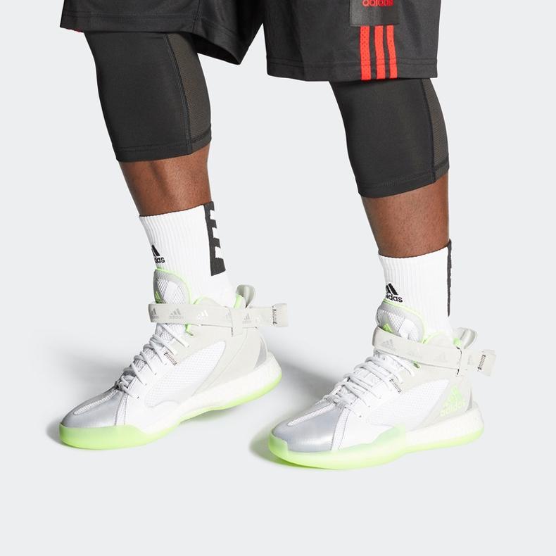 adidas Posterize Leather Fabric Splicing Shock Absorption Mid-Top Basketball Shoes Men Sneakers Gray Green FW4343