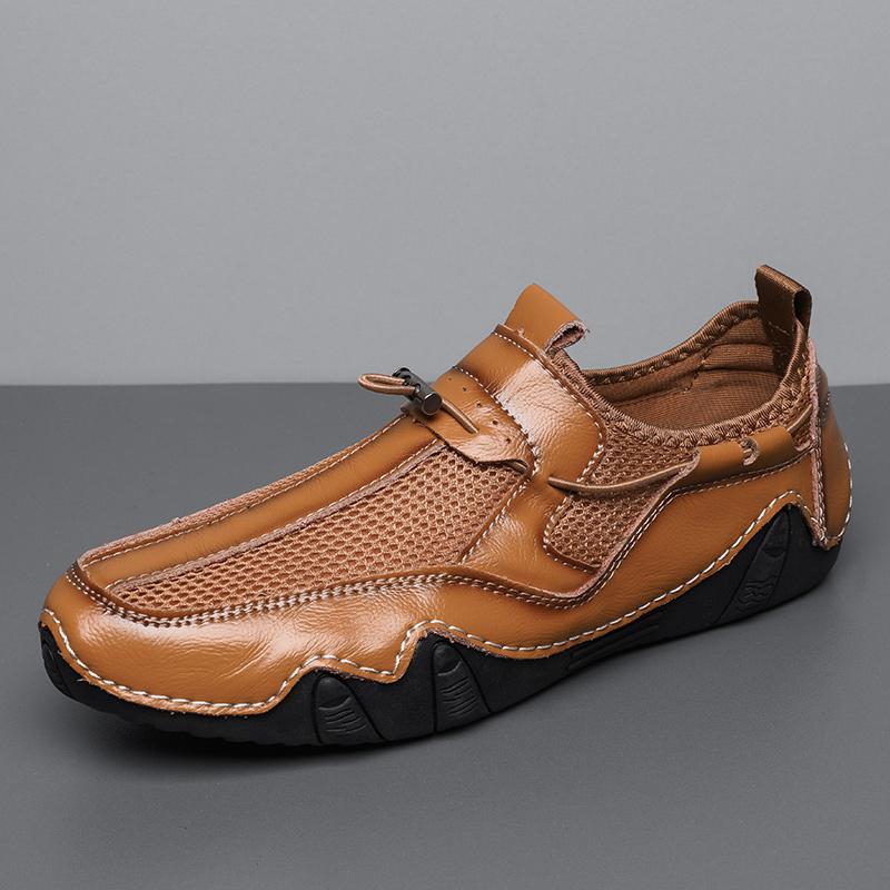 FashionPlus Size 38-46 Handmade Leather Shoes Men Handmade Shoe Casual Loafers Soft Breathable Flats Shoes Men's Moccasins for Driving