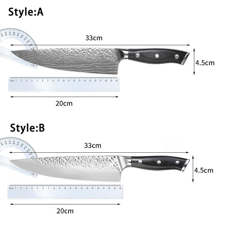 Nerezová ocel laserem kovaný kuchařský nůž pro domácnost Ostrá barva Dřevěný kuchyňský nůž Kuchyňský nůž na sushi ovoce