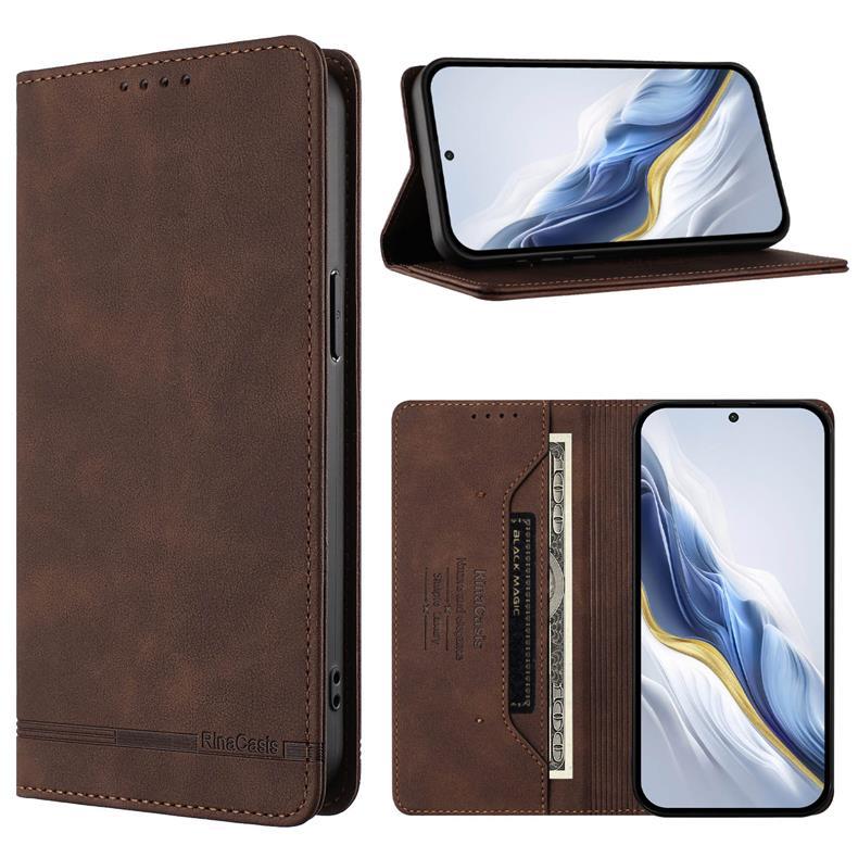 Applicable iPhone 17 pro max Solid Color Strong Magnetic Anti-Skimming Leather Case16E Full protection against falls