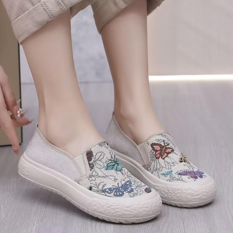 Fashion 2025 Fashion Women's Shoes Summer Women's Casual Shoes Color Blocked Versatile Breathable Lightweight Canvas Shoe