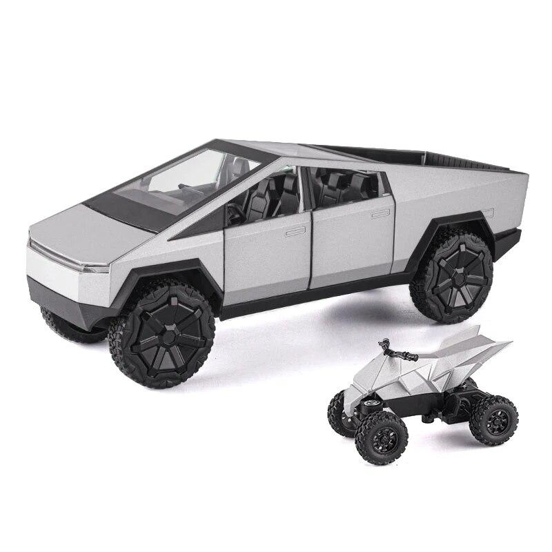 

1:24 Cybert Model Silver Pickup Truck Diecast Metal Toy Cars with Sound and Light for Kids Age 3 Year