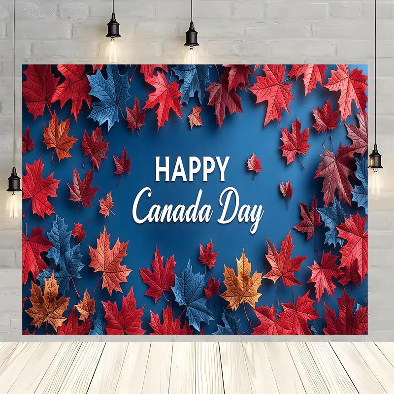 

2D Red & Blue Maple Leaf Background Cloth for Canada National Day Celebration 47.2x31.5inch/120*80cm