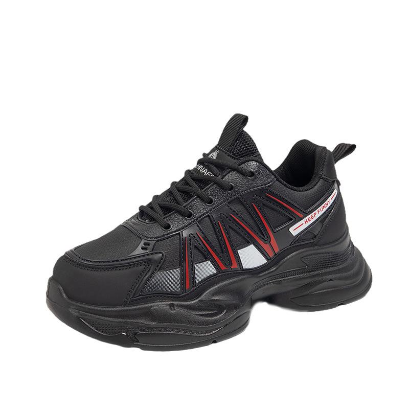 Fashion Women's Shoes Winter Velvet Warm Daily Versatile Dad Shoes Platform Comfortable Casual Spring and Autumn Leather Mesh