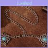 Chinese Knot Waist Chain With Carved Metal And Turquoise For Elegant Dress Styling