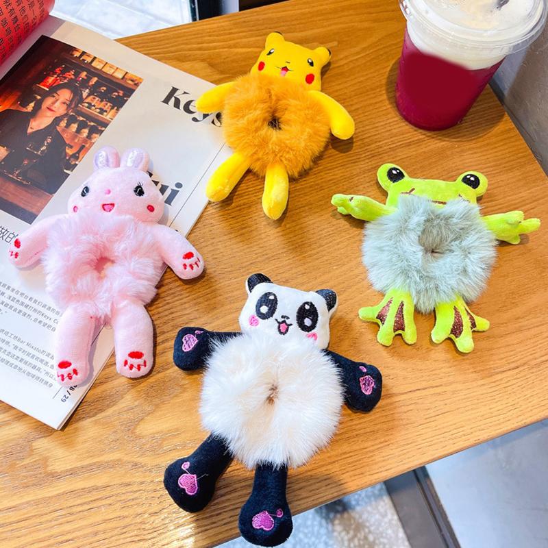 Cartoon Cute Animal Rubber Band For Women Girls Creative Plush Ponytail Hair Tie Elastic Hair Ring Children Hair Accessories