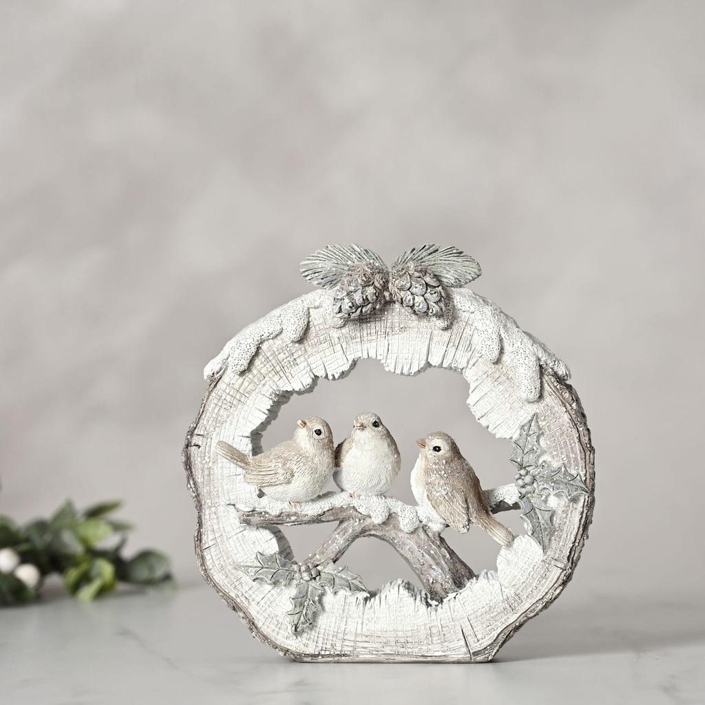 Three Robins On a Branch Figurine