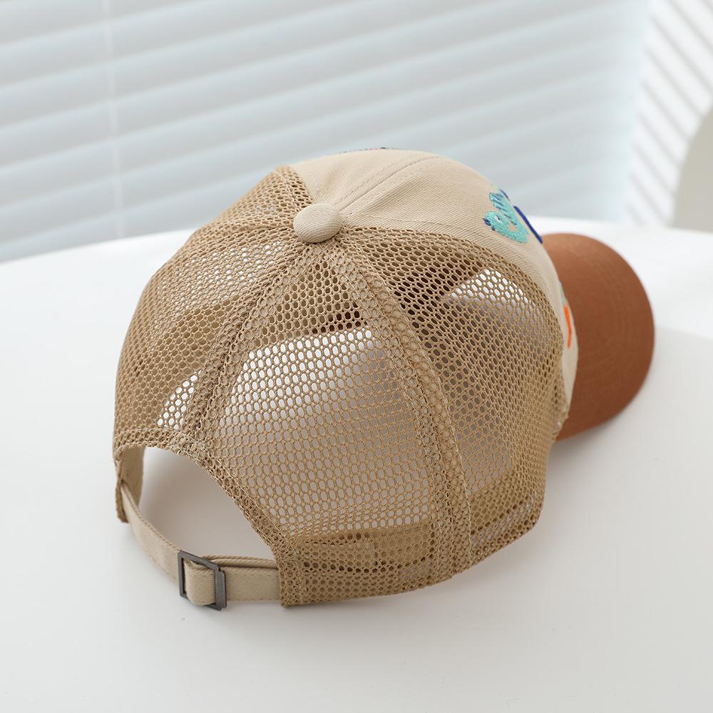 Summer Dinosaur Dino Embroidery Hat Children'S Mesh Cap Cartoon Mesh Hat Sun Hat Embroidery Baseball Cap