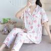 Cotton and silk pajamas women's spring and summer short-sleeved large-size suit spring and autumn thin cartoon printed loungewear