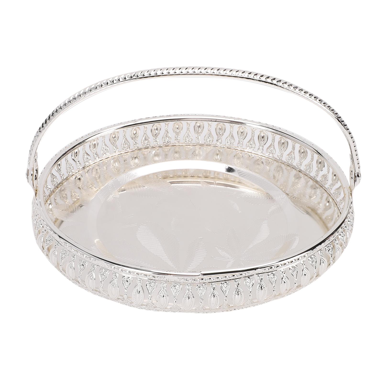 

Металлический поднос для фруктов с ручкой Овальная декоративная чаша Сервировочное блюдо для сладостей, закусок, десертов, закусок