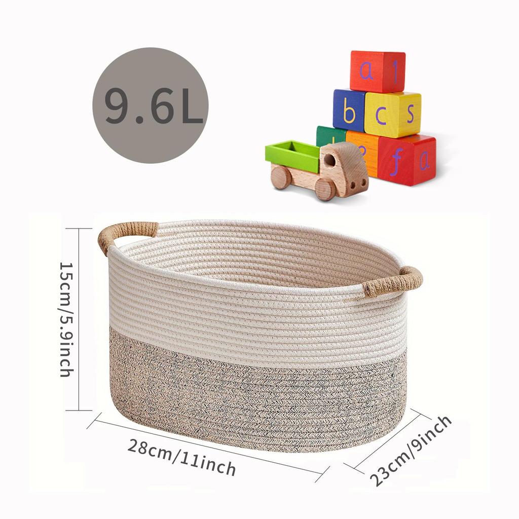 Large Woven Cotton Storage Basket for Toys, Snacks, Underwear, Socks, and Clothes