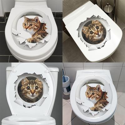 Cartoon Kombination gebrochene Wand Katze Badezimmer Badezimmer Home Verschönerung dekorative Wandaufkleber selbstklebend
