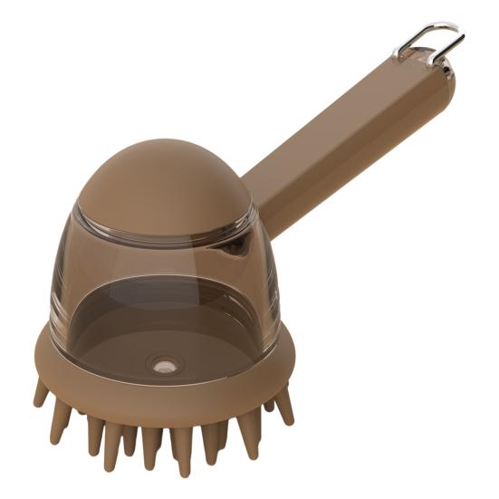 Щетка для купания домашних животных с силиконовой щетиной, щетка для мытья кошек с шампунем, 2-в-1 для собак со встроенным дозатором мыла, уход за питомцами кофейный