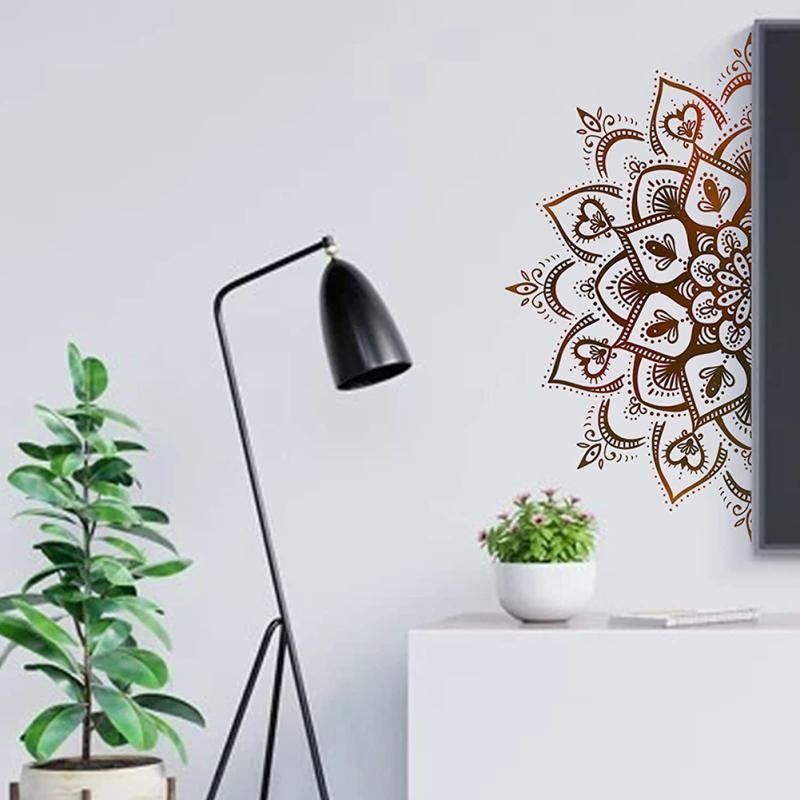 Lotus Wall Sticker Boho Mandala Flower Removable Wall Decals For Living Room Bedroom Tv Wall