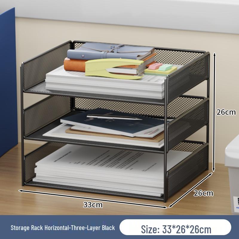 Multi-Layer Desktop File Organizer: A4 Rack & Storage Shelf for Office