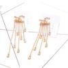 Women Fashion Shiny Star Design Tassel Long Earrings