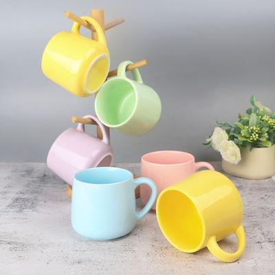 Macaron Color Mug Coffee Cup With Solid Color Ceramics Heat-resistant For Hot Water Milk Coffee Tea Drinking Utensils