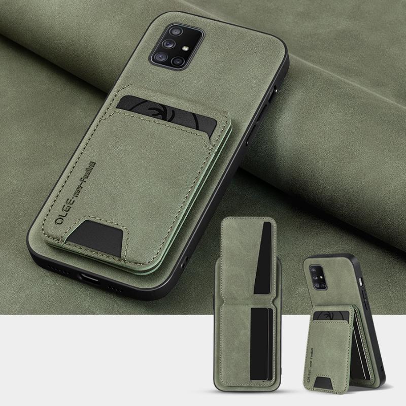 Solid Color Leather Wallet Card Slot Bracket Phone Case For Samsung A55 A54 A53 A52 A52S A51 A71 A35 A15 A16 A06 A05 A34 A32 A14