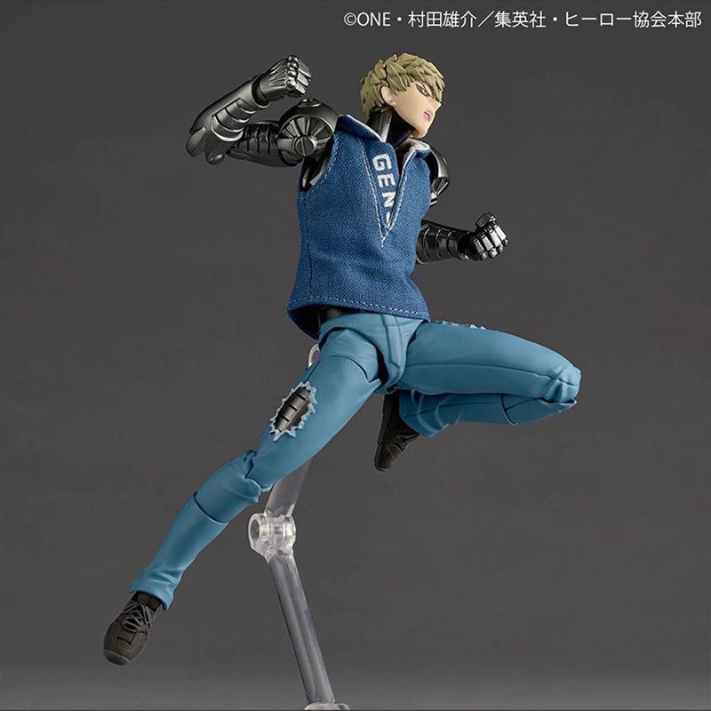 Genuine One Punch Man Genos Figure Kaiyodo Revoltech Yamaguchi Articulated Action Figure Anime Desktop Decoration Collect Toy