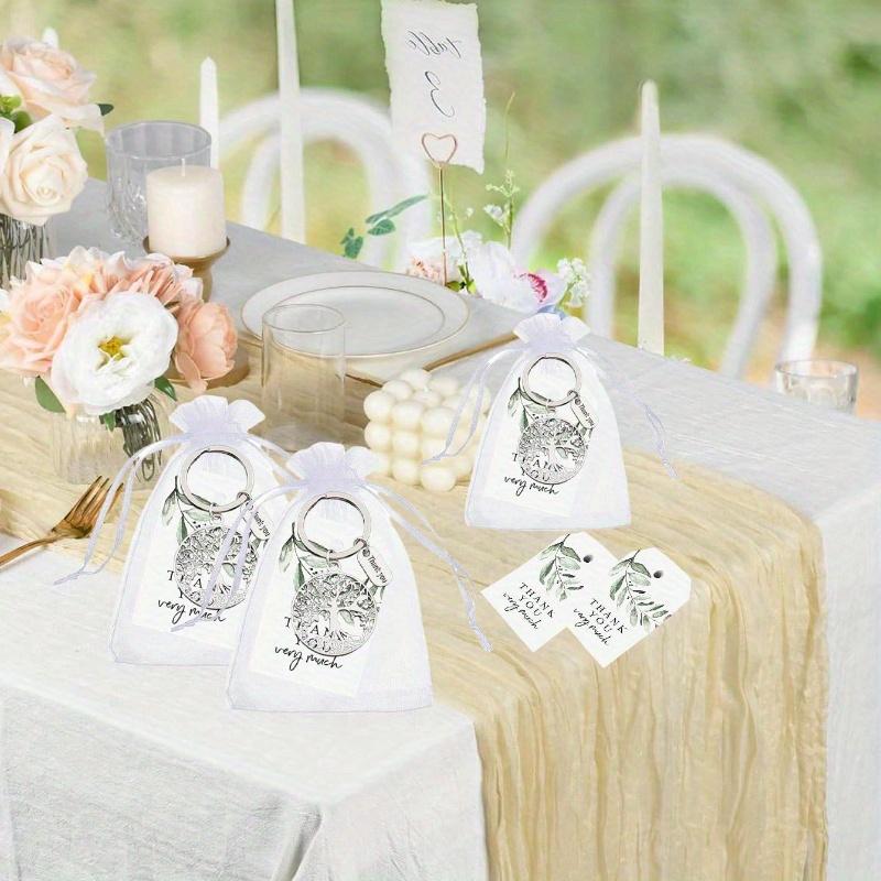 Thank You Gift Tree Keychain Thank You Card Organza Bag, Silver Keychain with A Living Tree Engraved On It, Symbolizing The Power and Uniqueness