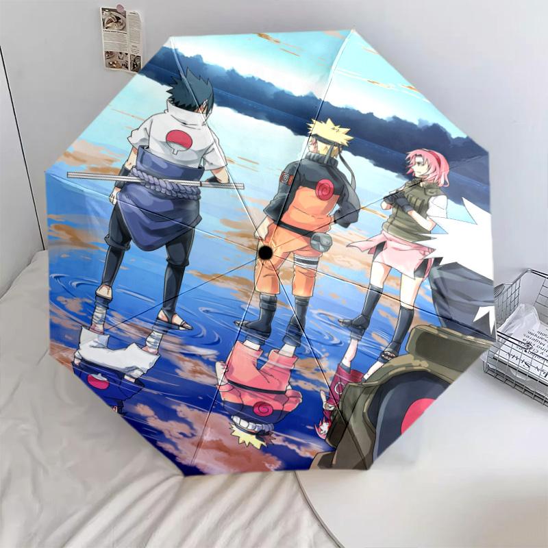 1 PC Automatic Folding Umbrella - Naruto Hokage Artwork Pattern Portable Foldable Design With 8 Ribs Christmas Birthday Gifts