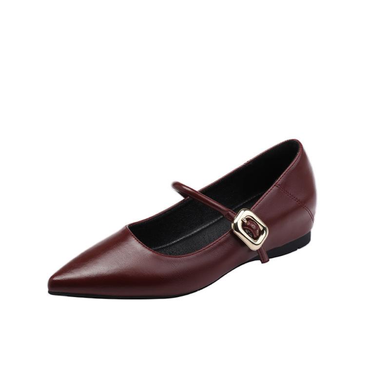 French retro inner height increase Mary Jane women's spring new versatile pointed commuting fashion evening grandma shoes