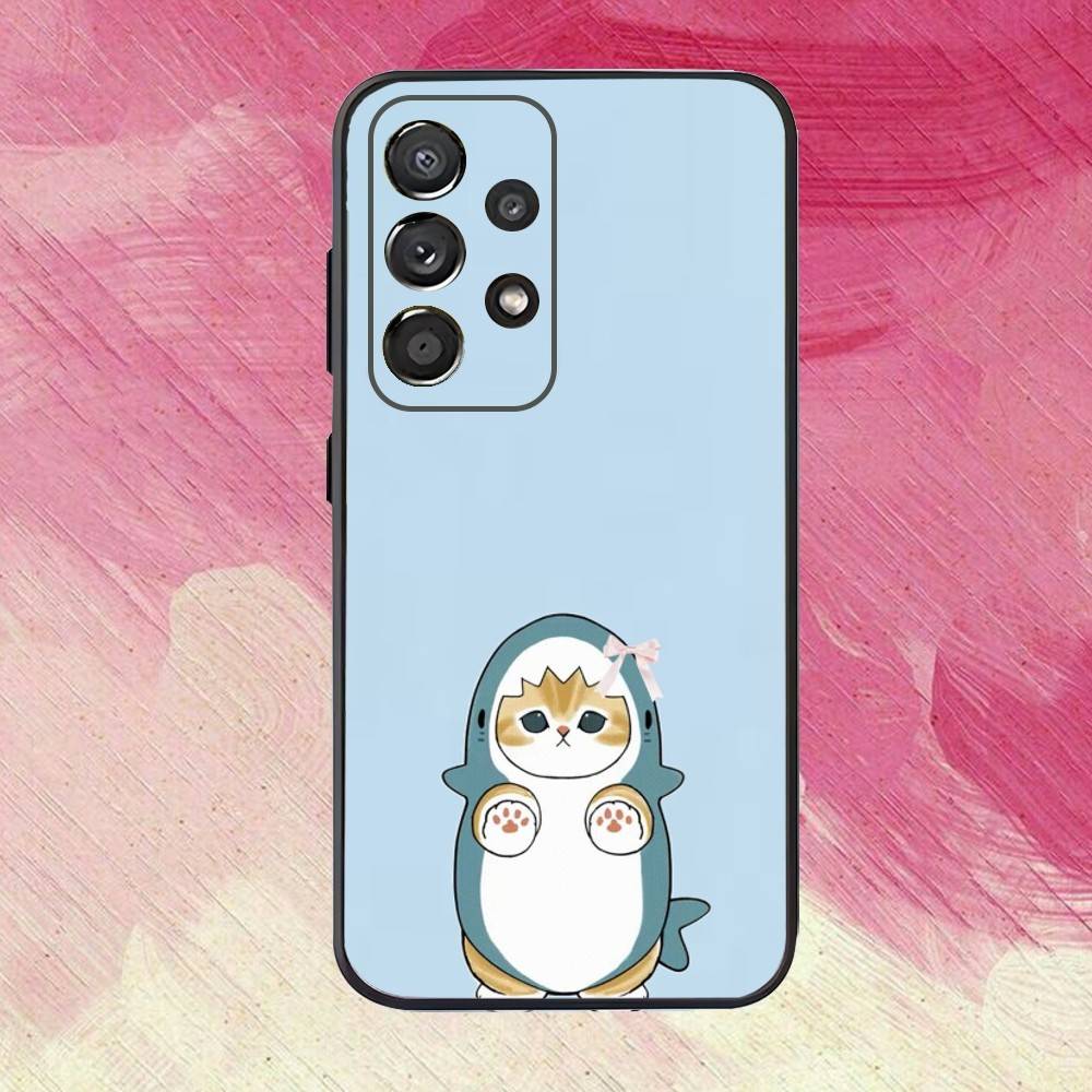 Cute M-Mofusands C-Cat Ear Phone Case For Samsung S25,S24,S21,S22,S23,S30,Ultra,S20,Plus,Fe,Lite,Note,10,9,5G Black Cover