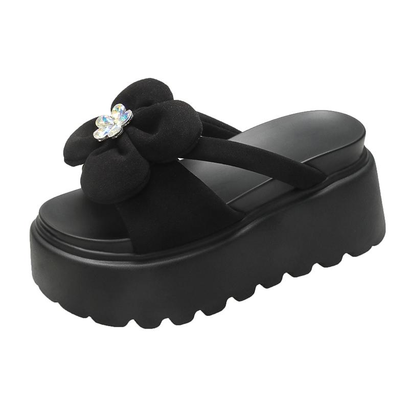 Fashion 8CM Casual Wedge Slippers Women New Summer Non Slip Platform Sandals Woman Flower Comfortable Female Chunky Beach Slippers