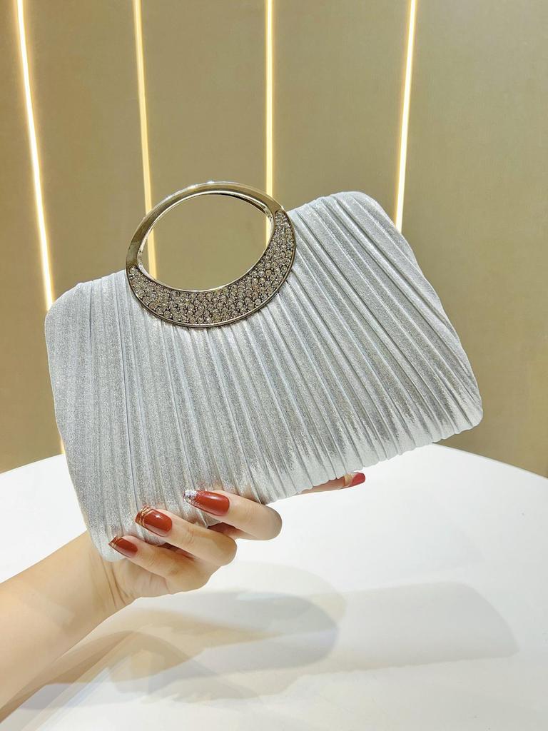 Elegant Pleated Evening Crossbody & Handbag for Weddings and Parties