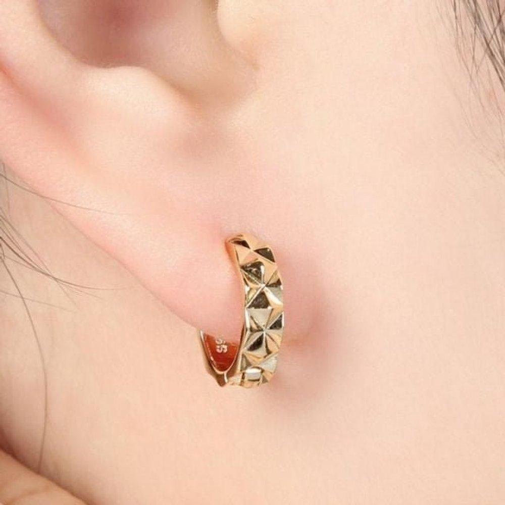 Bold Ring Earrings One-Touch Silver Earrings (925 Silver) (Wfj1Reb)